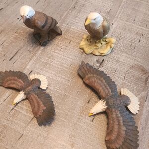 Decorative Eagle Figurine Set - Brown and White